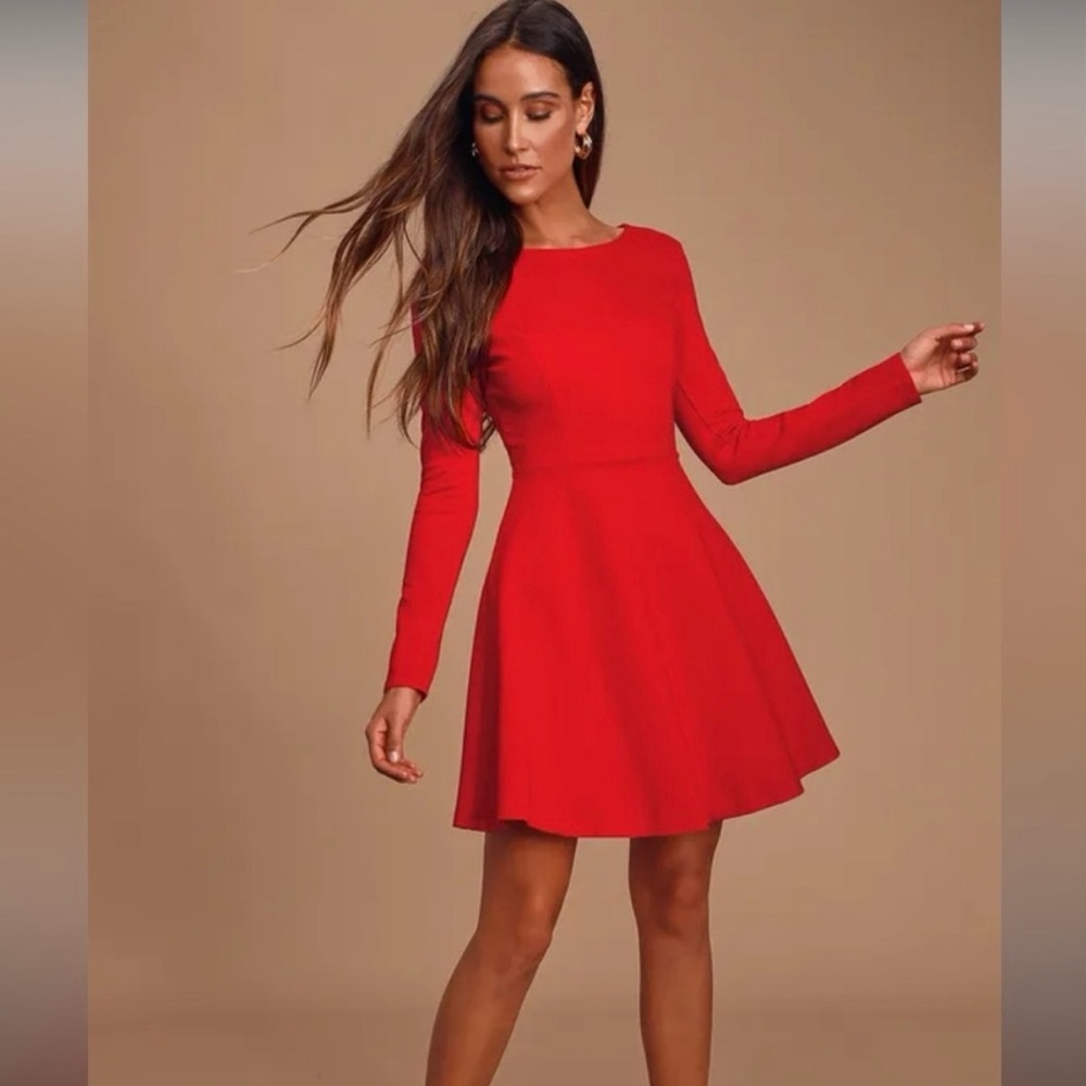 Lulu’s Red Long Sleeve Dress